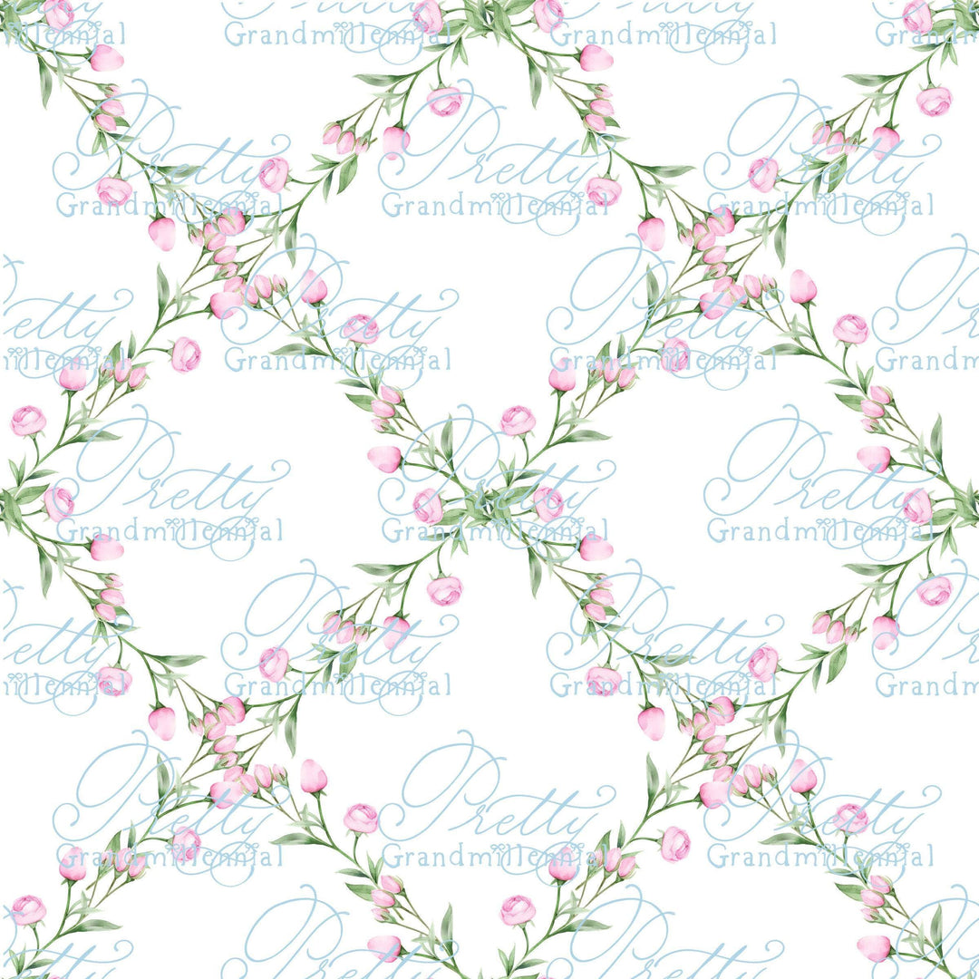 Watercolor Flower Trellis, Roses trellis pattern, seamless pattern, seamless print, commercial use, grandmillennial pattern, pattern trellis - PrettyGrandmillennai