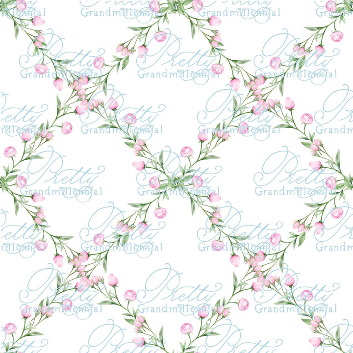 Watercolor Flower Trellis, Roses trellis pattern, seamless pattern, seamless print, commercial use, grandmillennial pattern, pattern trellis - PrettyGrandmillennai