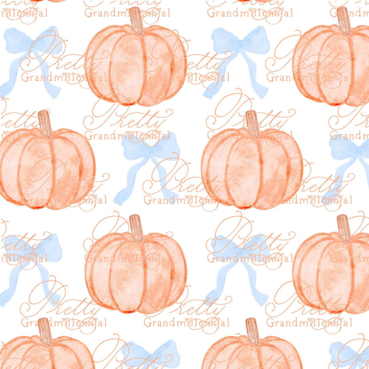 Grandmillennial pumpkin pattern, coquette fall print, preppy pumpkin print, pumpkin pattern, commercial use patterns, fall print - PrettyGrandmillennai