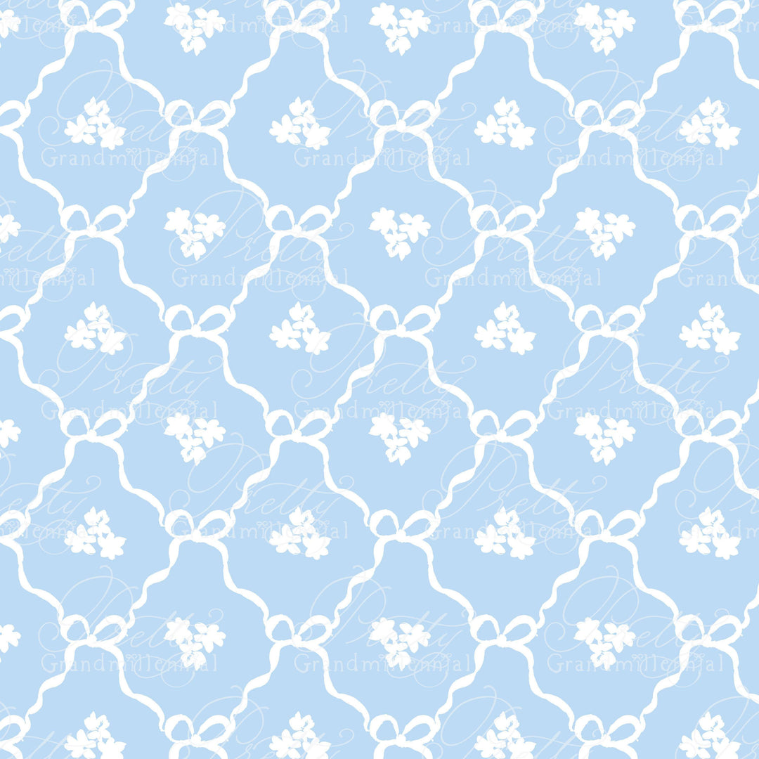 Ribbons pattern, seamless pattern, bow pattern, seamless pattern trellis, painted seamless pattern, grandmillennial pattern shop, bows - PrettyGrandmillennai