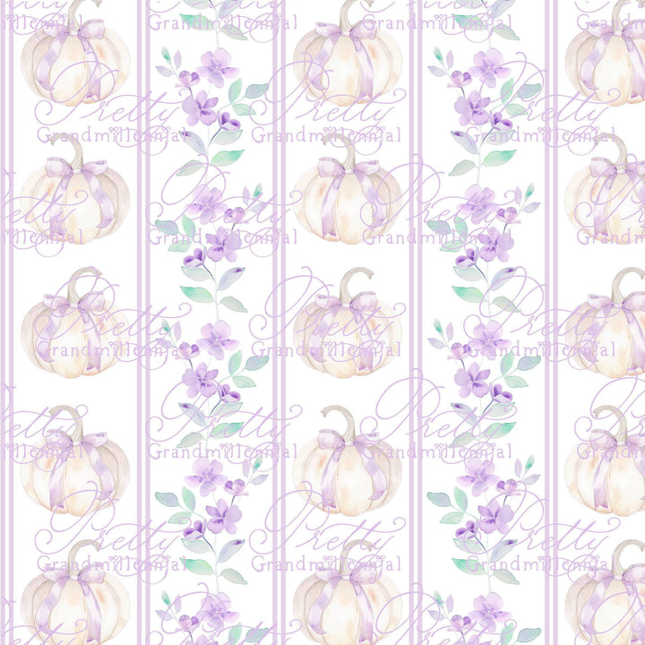 Grandmillennial pumpkin pattern, preppy fall print, lavender purple, pumpkin pattern, commercial use patterns, fall print, fall pattern - PrettyGrandmillennai