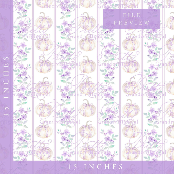 Grandmillennial pumpkin pattern, preppy fall print, lavender purple, pumpkin pattern, commercial use patterns, fall print, fall pattern - PrettyGrandmillennai