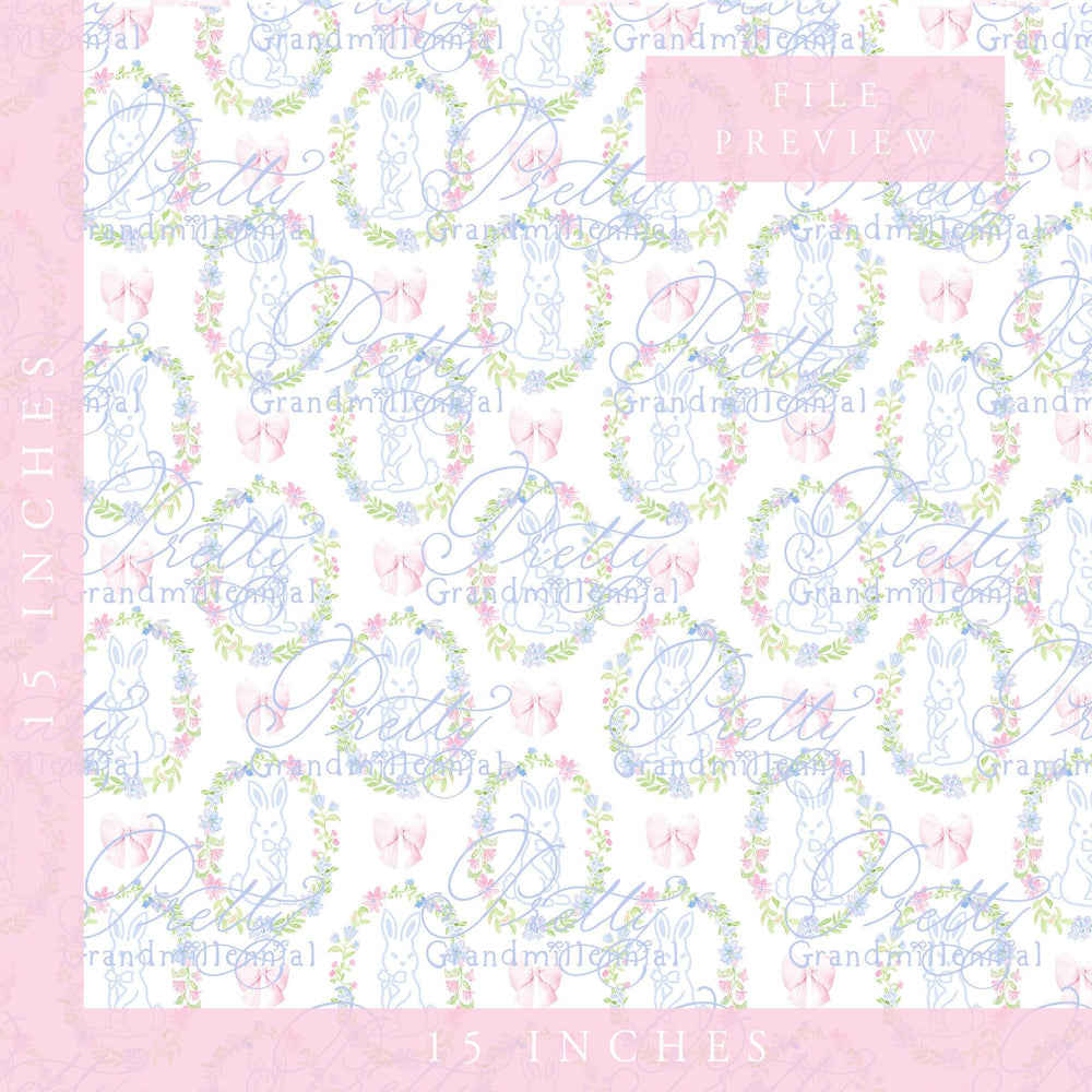 Watercolor easter bunny pattern, easter pattern, bunny seamless pattern, bow pattern, grandmillennial pattern, seamless pattern shop - PrettyGrandmillennai