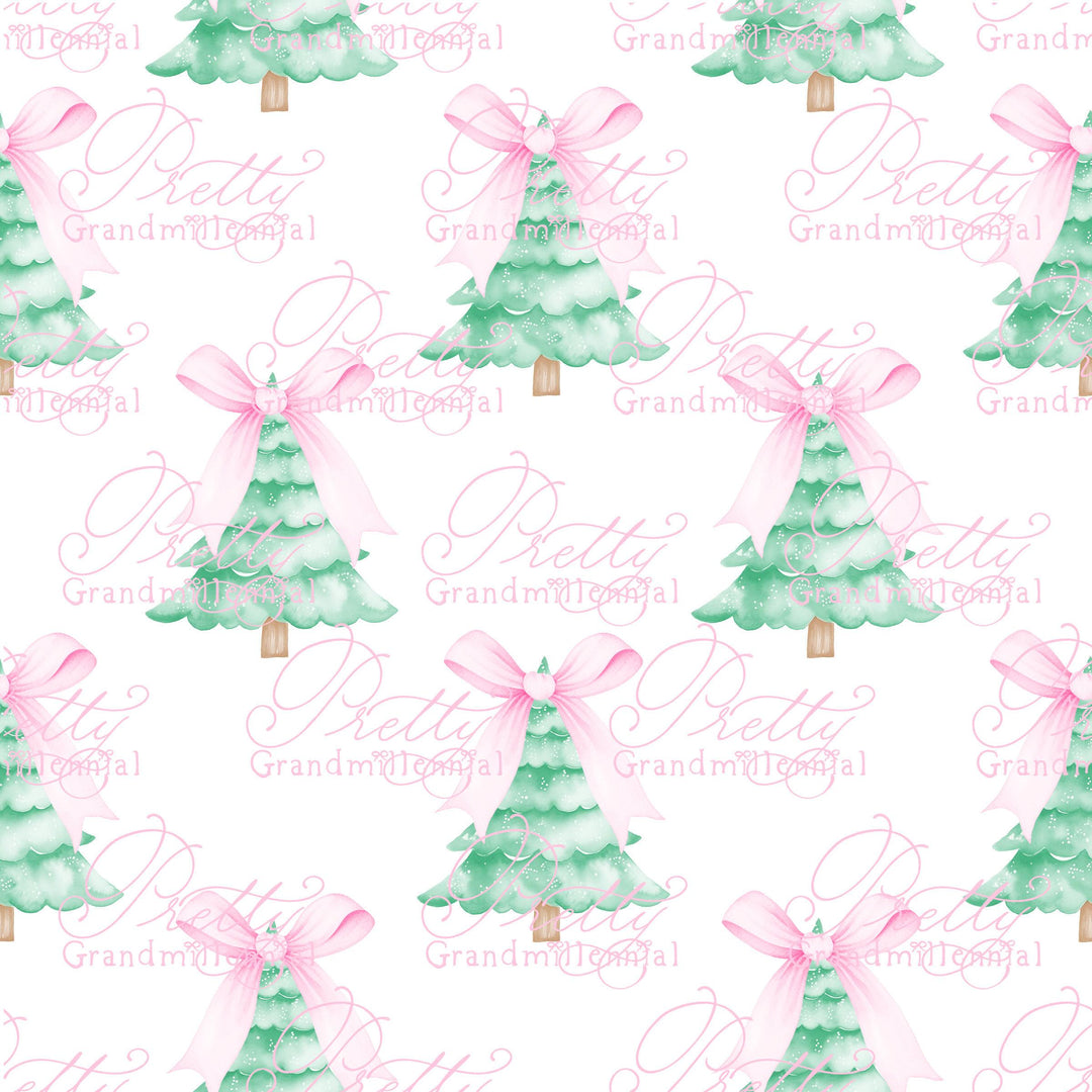 Christmas tree pattern, Grandmillennial Christmas pattern, Christmas tree pattern, seamless pattern print, pastel Christmas print - PrettyGrandmillennai