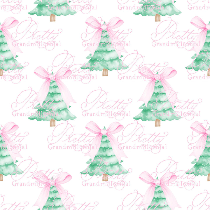 Christmas tree pattern, Grandmillennial Christmas pattern, Christmas tree pattern, seamless pattern print, pastel Christmas print - PrettyGrandmillennai
