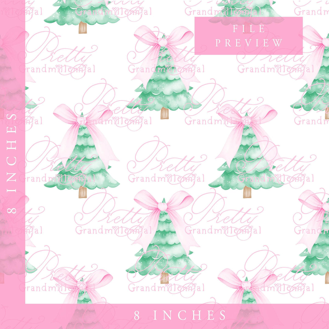 Christmas tree pattern, Grandmillennial Christmas pattern, Christmas tree pattern, seamless pattern print, pastel Christmas print - PrettyGrandmillennai