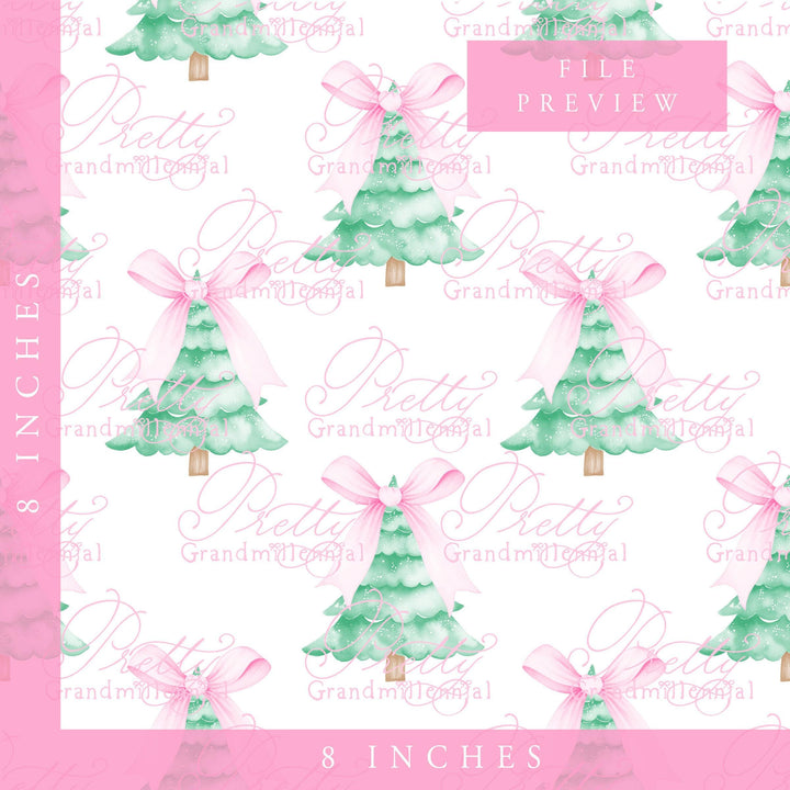 Christmas tree pattern, Grandmillennial Christmas pattern, Christmas tree pattern, seamless pattern print, pastel Christmas print - PrettyGrandmillennai