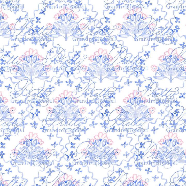Block Floral pattern, Grandmillennial clipart, grandmillennial seamless pattern, flowers block seamless pattern, commercial use - PrettyGrandmillennai
