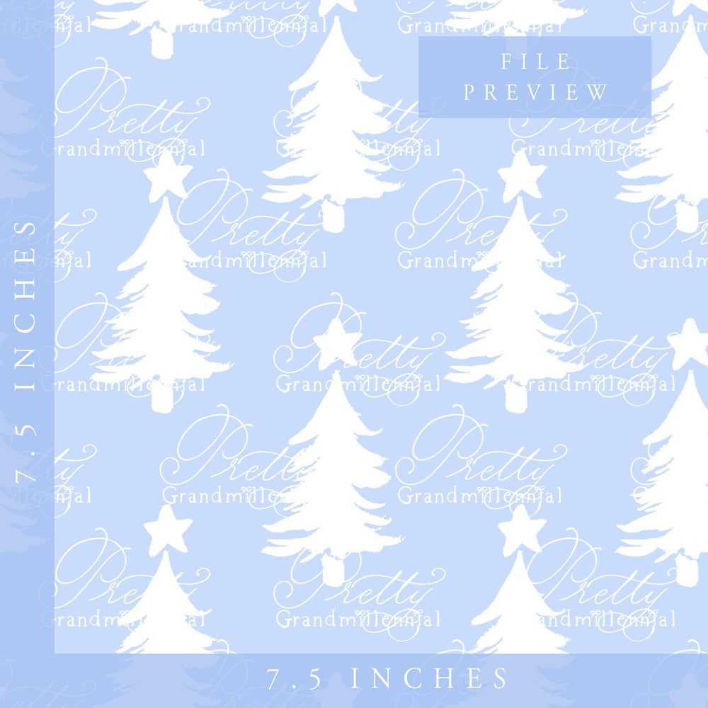 Grandmillennial Christmas pattern, Christmas tree pattern, seamless pattern print, blue Christmas tree pattern, boy Christmas print - PrettyGrandmillennai