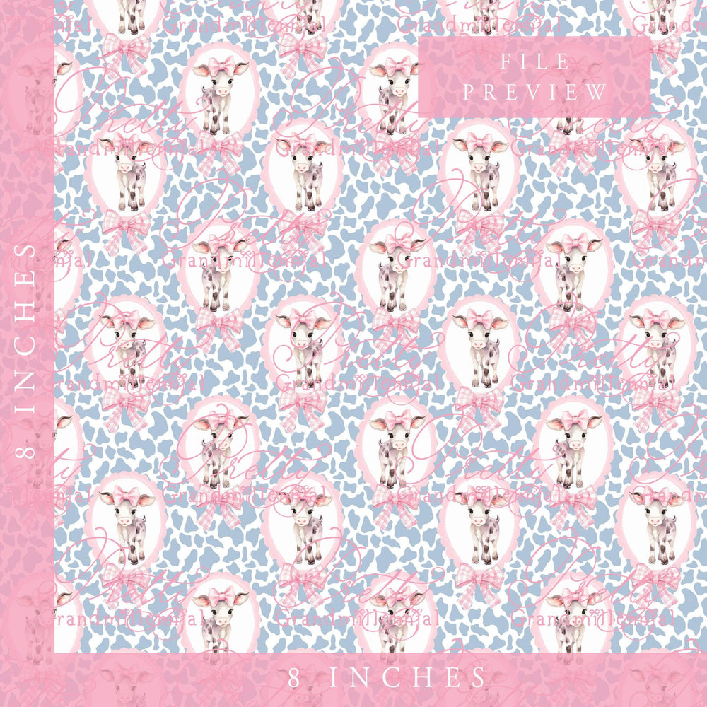 Grandmillennial Cute cow pattern, seamless cow pattern, grandmillennial patterns, preppy patterns, Cow print pattern, Commercial use - PrettyGrandmillennai