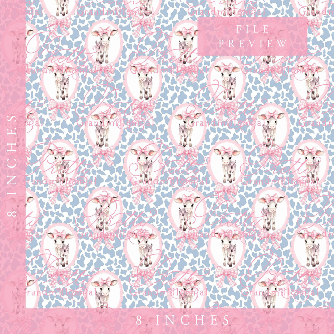 Grandmillennial Cute cow pattern, seamless cow pattern, grandmillennial patterns, preppy patterns, Cow print pattern, Commercial use - PrettyGrandmillennai