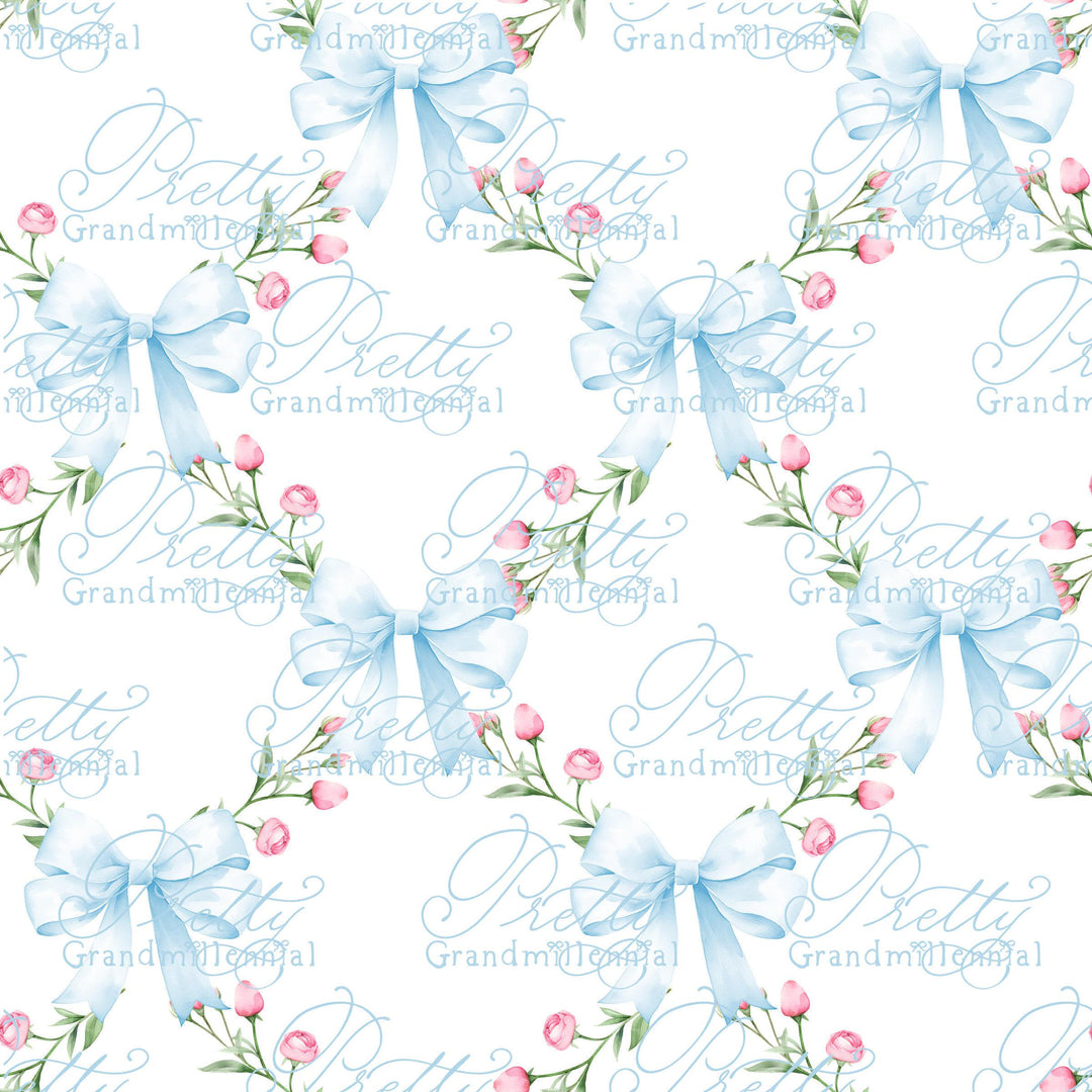 Watercolor Roses pattern, Bows trellis pattern, seamless pattern, seamless print, commercial use, grandmillennial pattern, pattern trellis - PrettyGrandmillennai