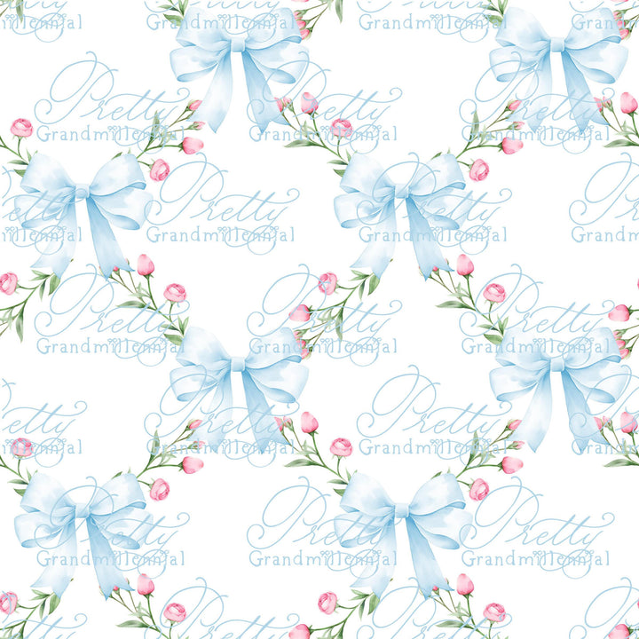 Watercolor Roses pattern, Bows trellis pattern, seamless pattern, seamless print, commercial use, grandmillennial pattern, pattern trellis - PrettyGrandmillennai