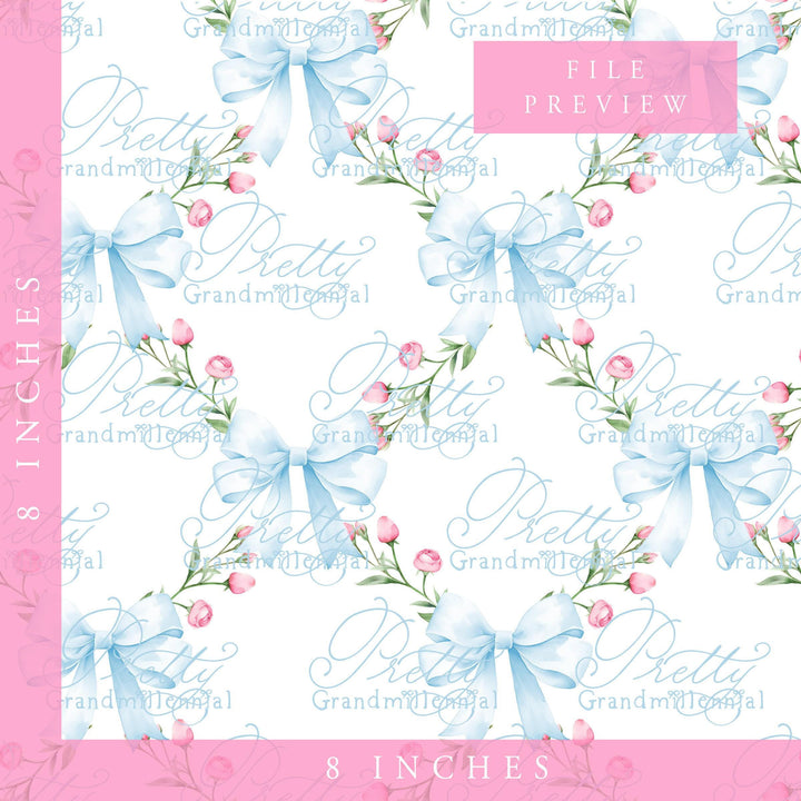Watercolor Roses pattern, Bows trellis pattern, seamless pattern, seamless print, commercial use, grandmillennial pattern, pattern trellis - PrettyGrandmillennai