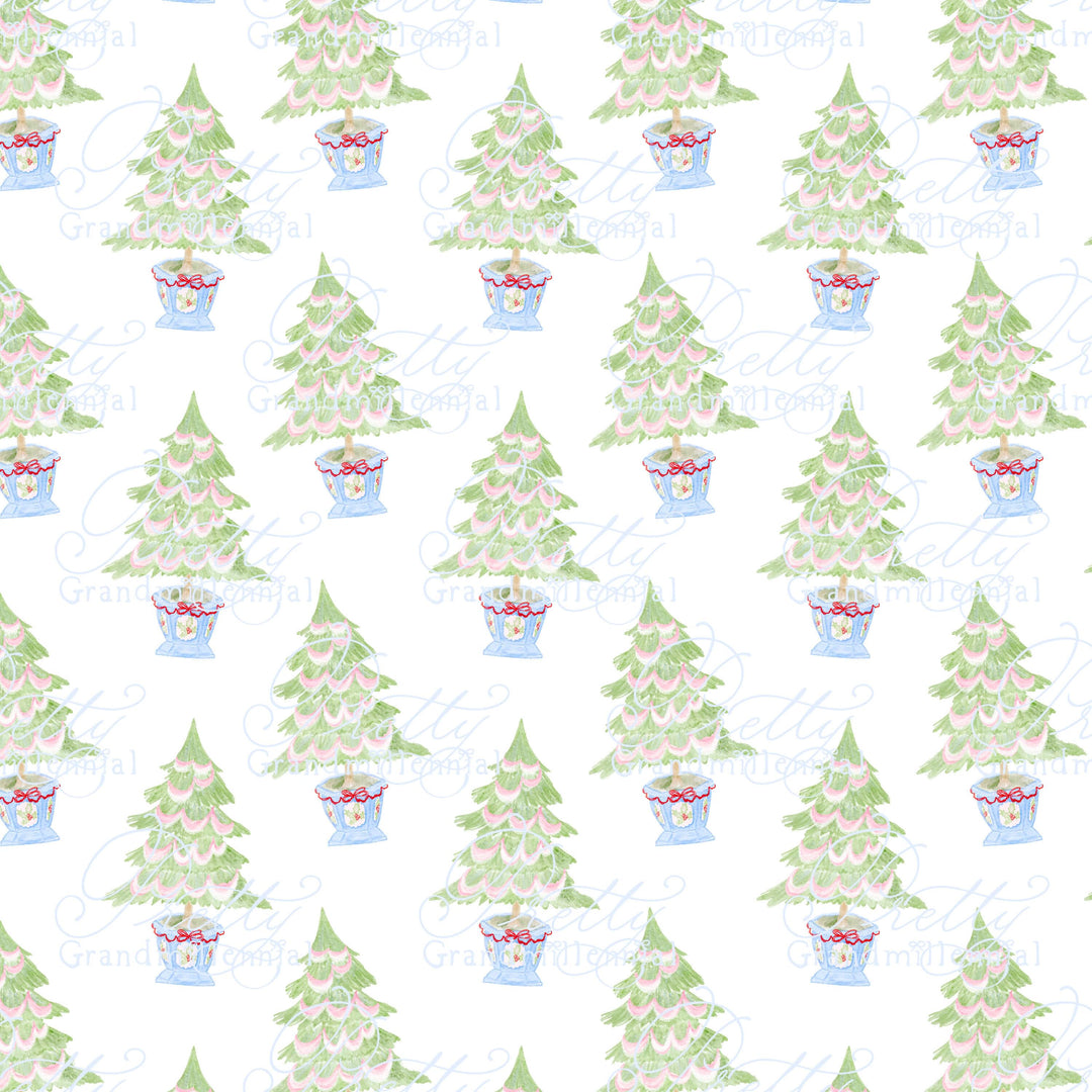 Christmas tree pattern, seamless pattern, christmas pattern, seamless pattern, grandmillennial pattern, bow ribbon pattern, christmas - PrettyGrandmillennai