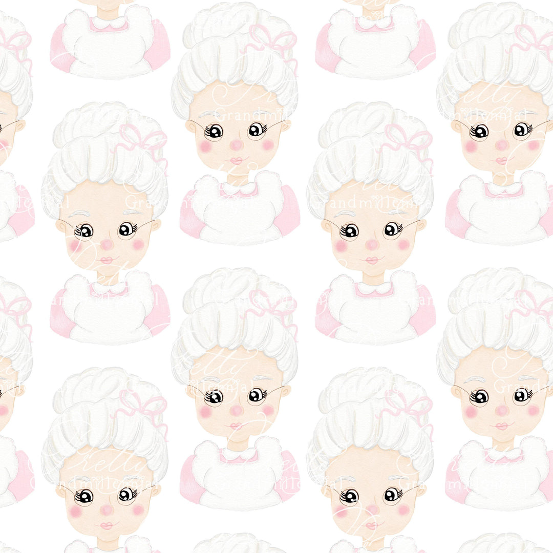 Pink Vintage Watercolor Santa, Mrs Claus Vintage santa watercolor, santa pattern, Christmas santa pattern, pink Mrs Santa, grandmillennial - PrettyGrandmillennai