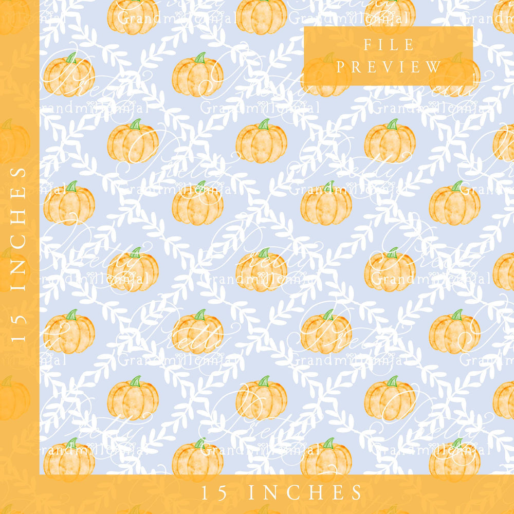 Grandmillennial pumpkin pattern, preppy fall print, preppy pumpkin print, pumpkin pattern, commercial use patterns, fall print, fall pattern - PrettyGrandmillennai