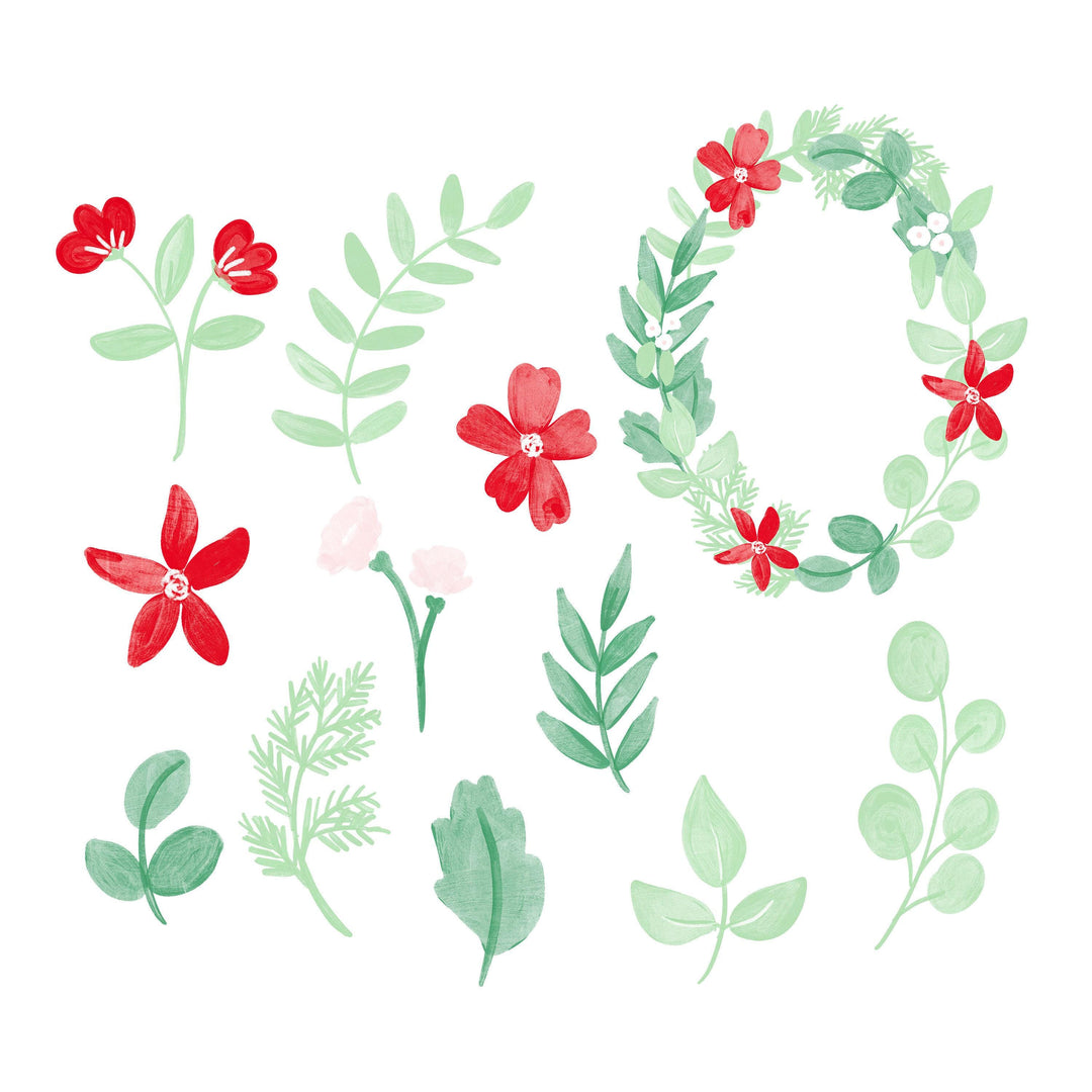 Christmas Wreath clipart, Christmas flowers clipart, grandmillennial clipart, watercolor Christmas flowers clipart,pink Christmas clipart - PrettyGrandmillennai