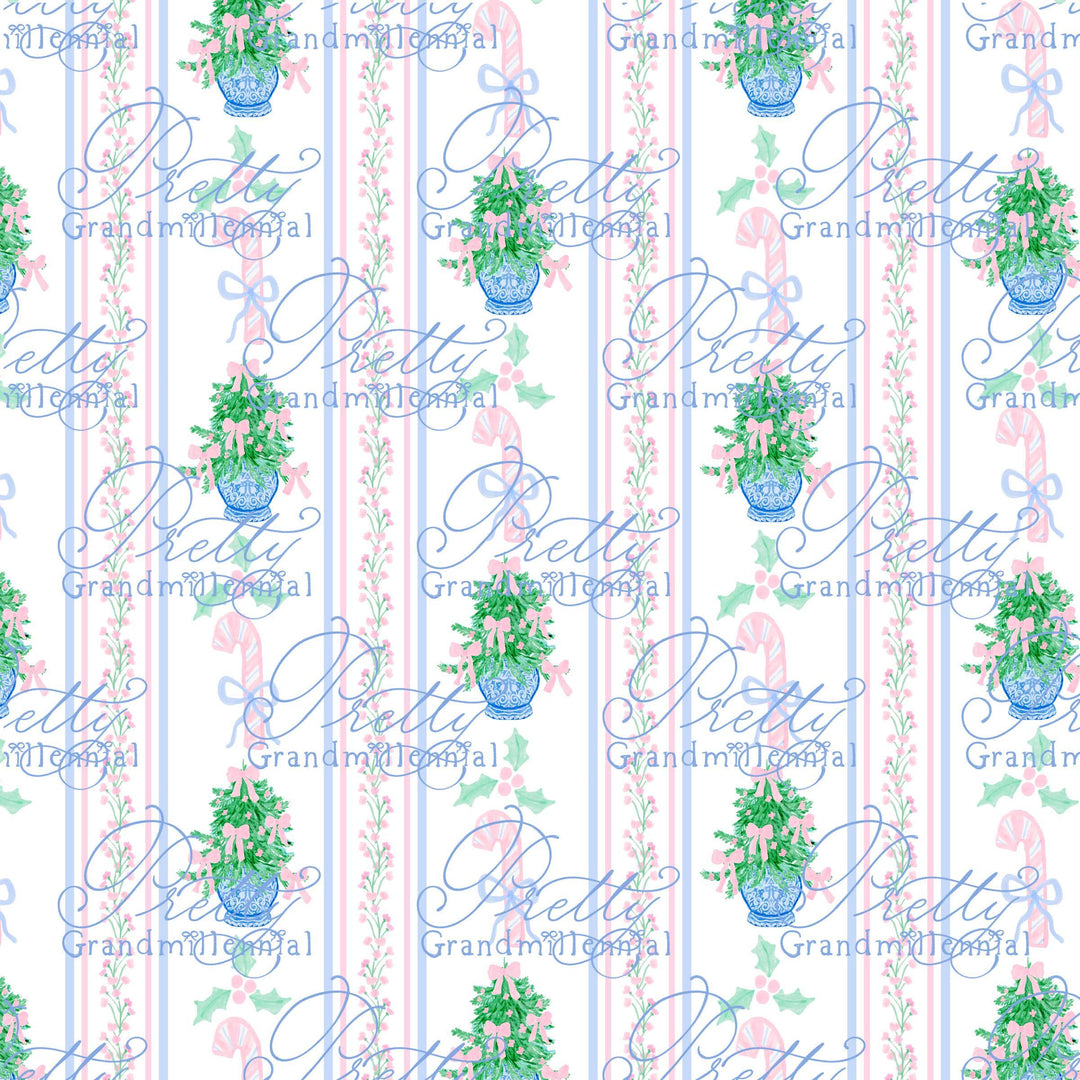 Christmas seamless pattern, preppy pattern, Grandmillennial Christmas pattern, seamless print, print for children's clothing - PrettyGrandmillennai