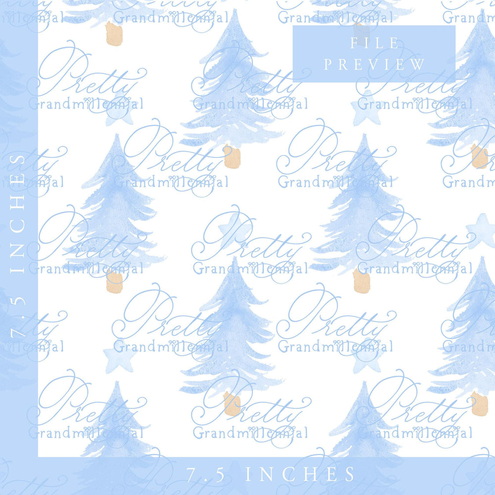 Grandmillennial Christmas pattern, Christmas tree pattern, seamless pattern print, blue Christmas tree pattern, boy Christmas print - PrettyGrandmillennai