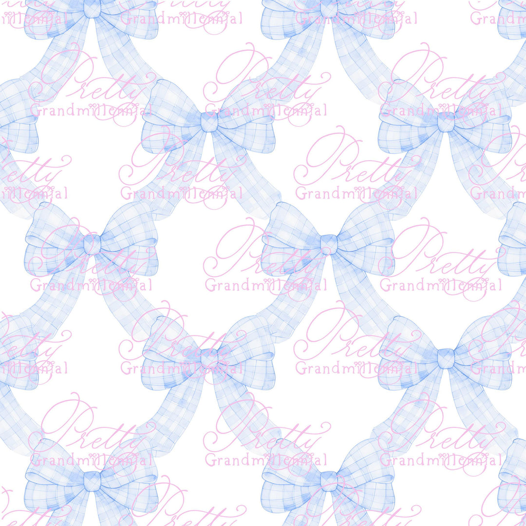 Ribbonerie pattern, seamless pattern, bow pattern, gingham bows pattern, preppy patterns, grandmillennial patterns, bows pattern seamless - PrettyGrandmillennai