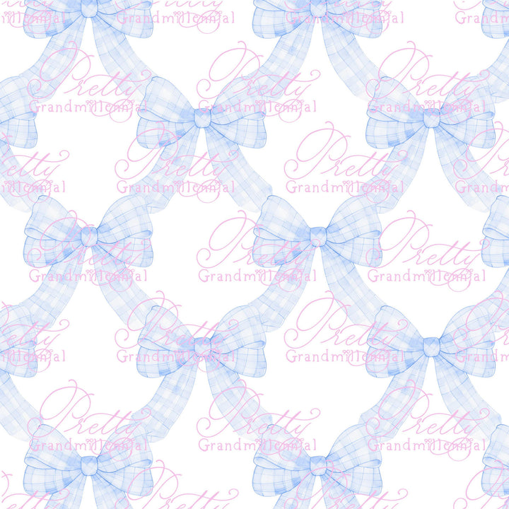 Ribbonerie pattern, seamless pattern, bow pattern, gingham bows pattern, preppy patterns, grandmillennial patterns, bows pattern seamless - PrettyGrandmillennai