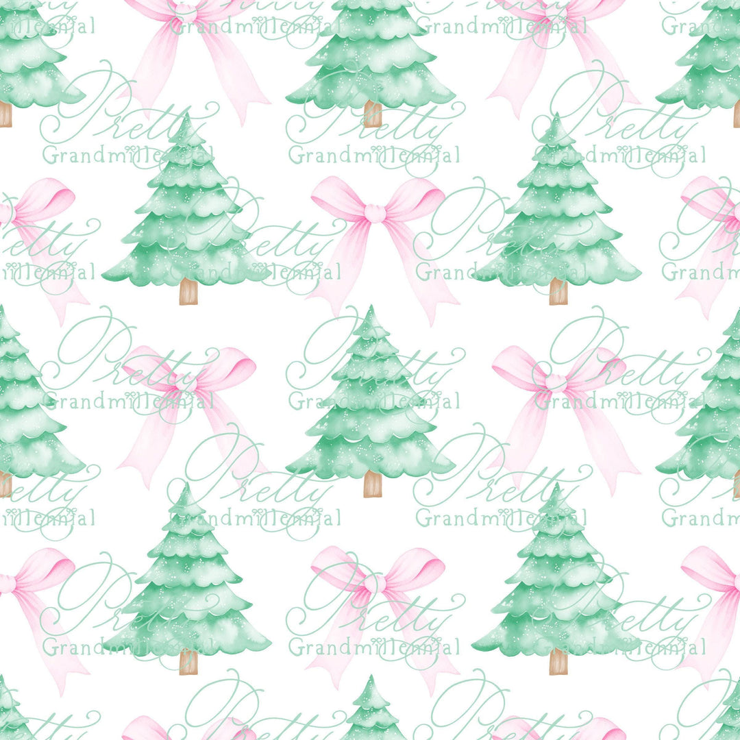 Christmas Tree pattern, Grandmillennial Christmas pattern, Christmas trees pattern, seamless pattern print, pastel Christmas print - PrettyGrandmillennai