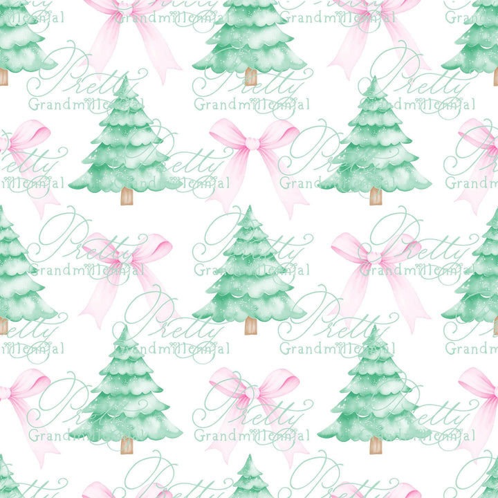 Christmas Tree pattern, Grandmillennial Christmas pattern, Christmas trees pattern, seamless pattern print, pastel Christmas print - PrettyGrandmillennai