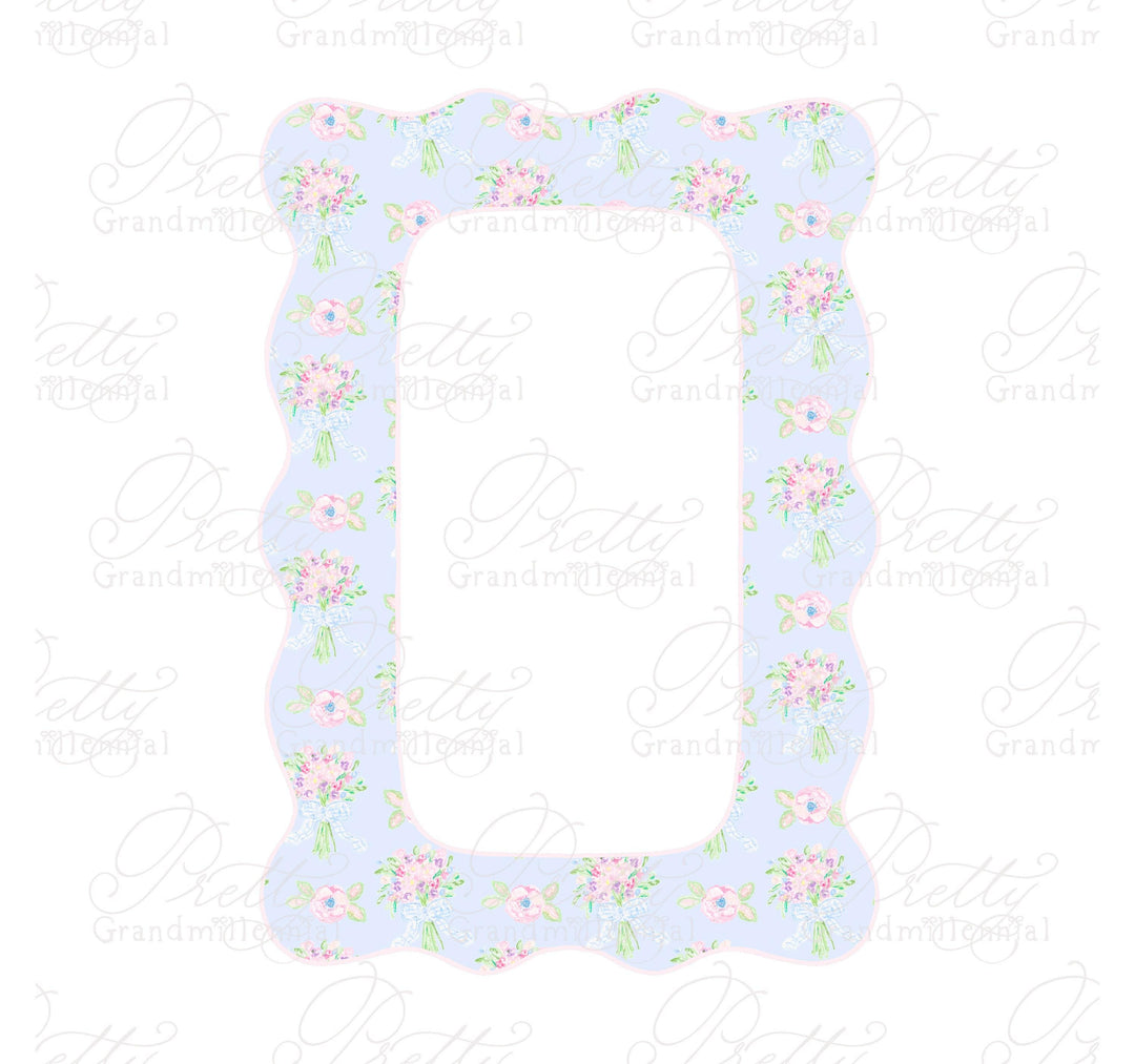 Scalloped frame clipart, floral flowers frame clipart, grandmillennial clipart, ribbon frame clipart, 5x7 frame clipart, ribbon bows clipart - PrettyGrandmillennai