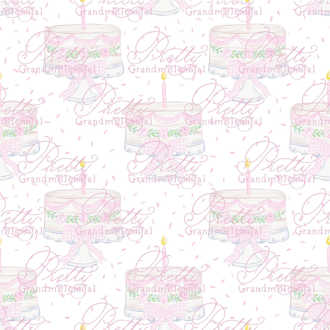 Pink Birthday Cake Pattern With Sprinkles, sprinkles cake pattern, grandmillennial patterns, pattern shop, commercial use, birthday cake - PrettyGrandmillennai