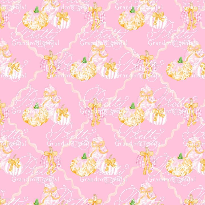 Grandmillennial pumpkin pattern, preppy fall print, preppy pumpkin print, pumpkin pattern, commercial use patterns, fall print, fall pattern - PrettyGrandmillennai