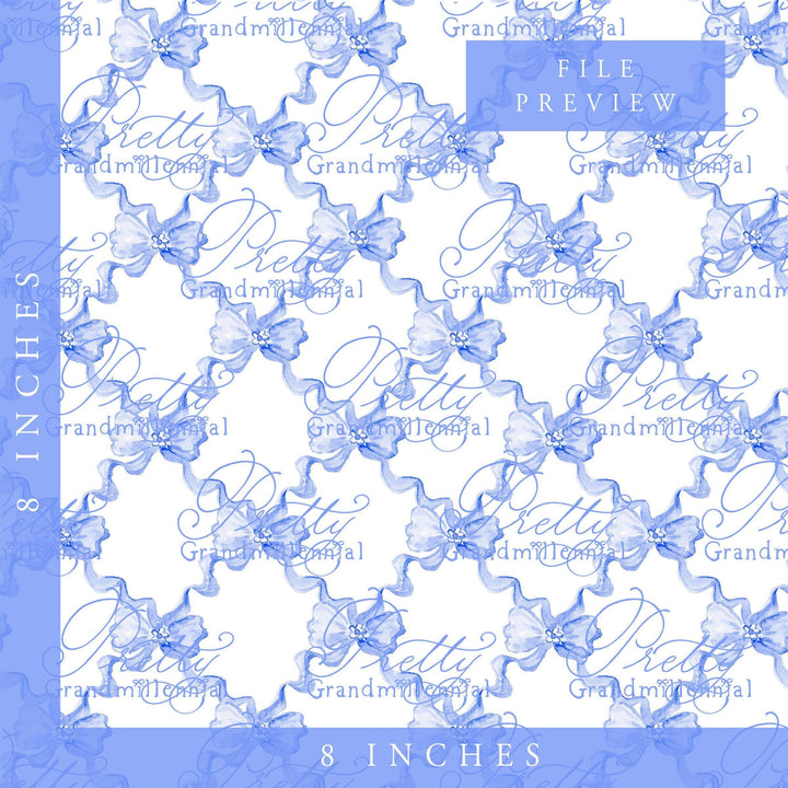 Trellis Ribbonerie, Watercolor ribbon pattern, seamless ribbon pattern, grandmillennial patterns, print patterns commercial use, bows - PrettyGrandmillennai