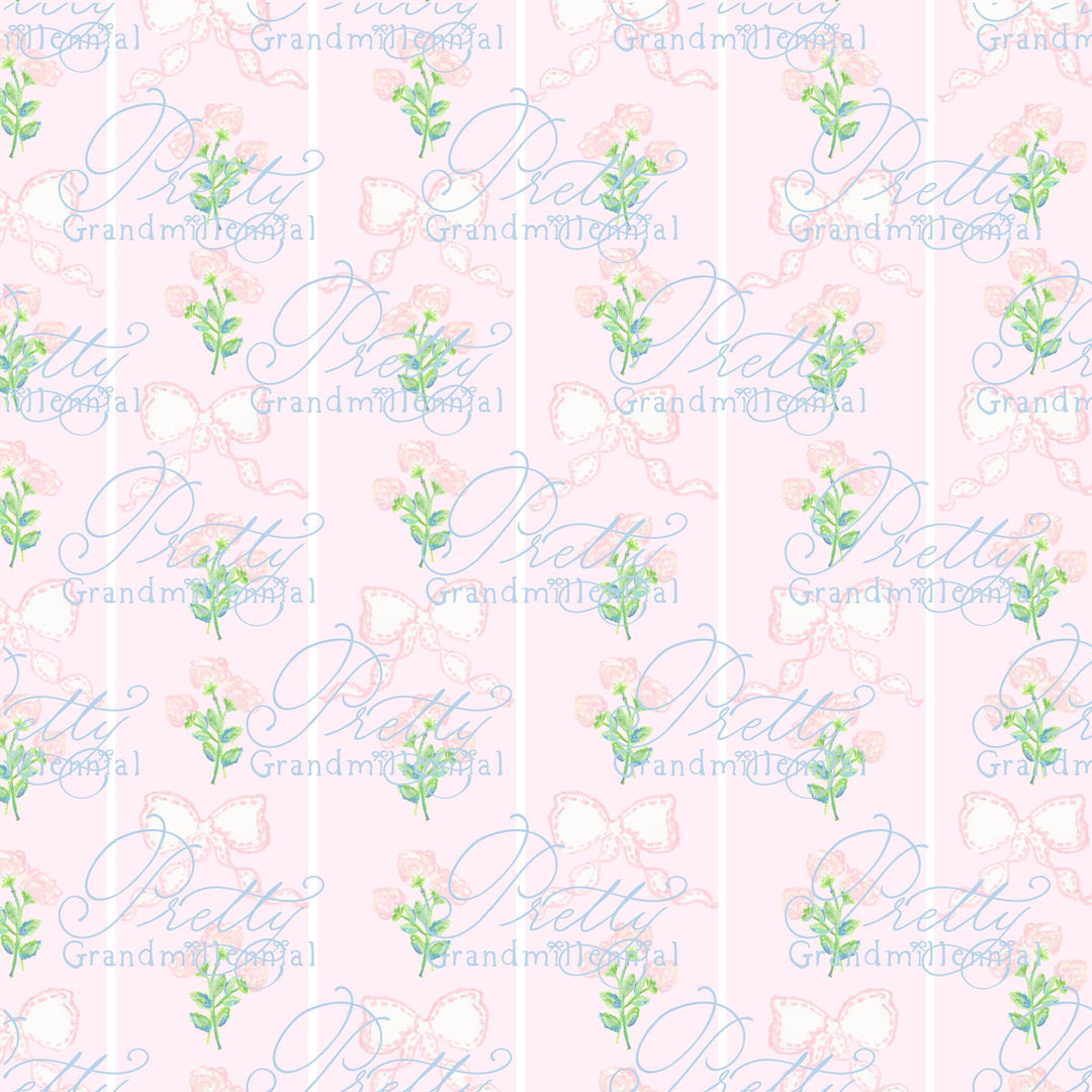 Grandmillennial floral bows pattern, seamless pattern shop, pretty grandmillennial, grandmillennial patterns, preppy pattern, coquette - PrettyGrandmillennai