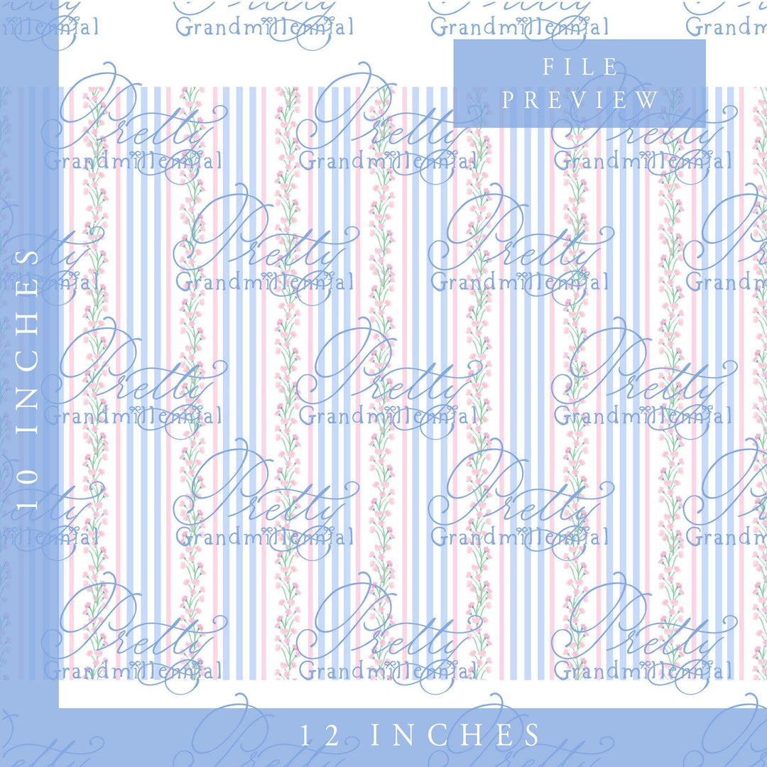 Preppy pattern, grandmillennial pattern, seamless pattern, floral pattern print, commercial use pattern, blue and white pattern - PrettyGrandmillennai