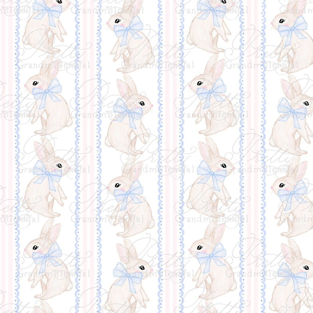 Watercolor easter bunny pattern, easter pattern, bunny seamless pattern, bow pattern, grandmillennial pattern, seamless pattern shop - PrettyGrandmillennai