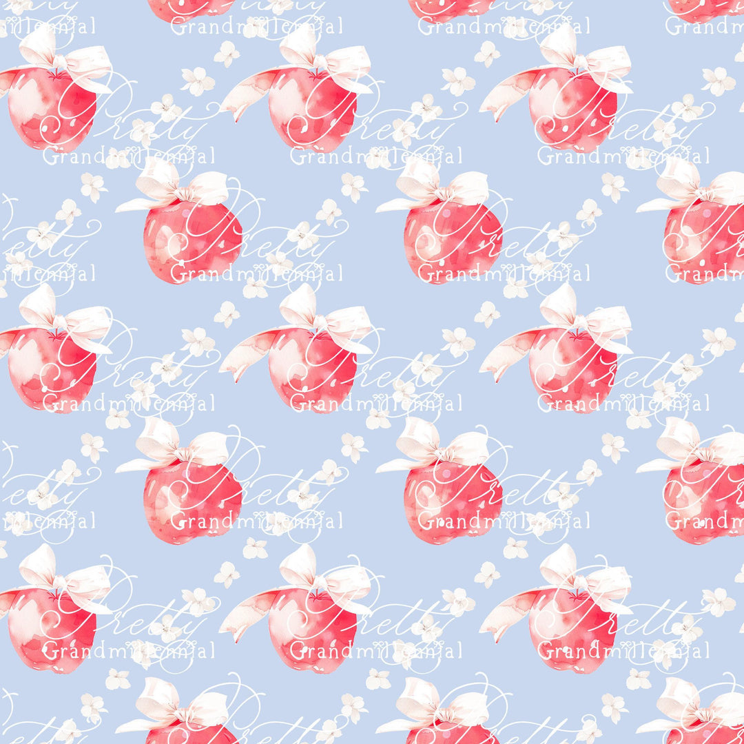 Grandmillennial Back to school pattern, apple print, watercolor school pattern, red apple print, apples pattern, back to school pattern - PrettyGrandmillennai
