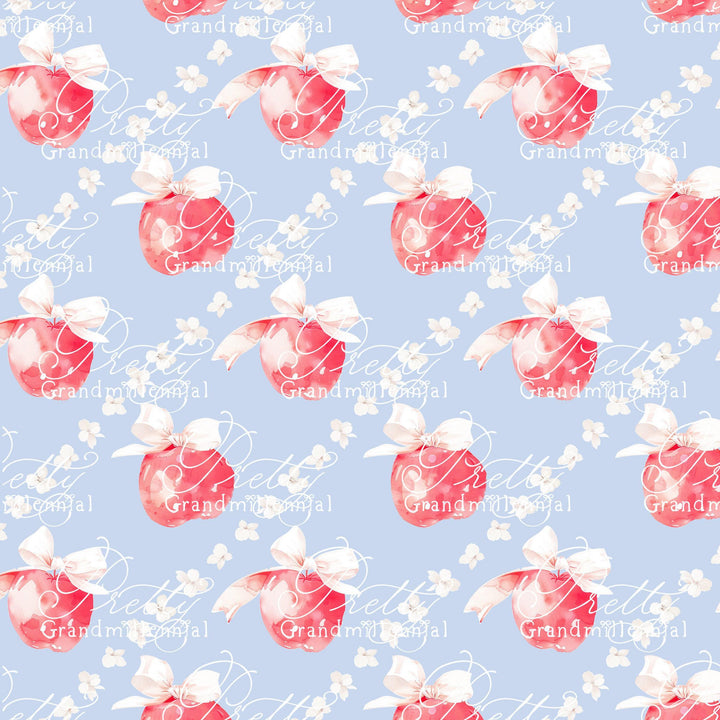 Grandmillennial Back to school pattern, apple print, watercolor school pattern, red apple print, apples pattern, back to school pattern - PrettyGrandmillennai