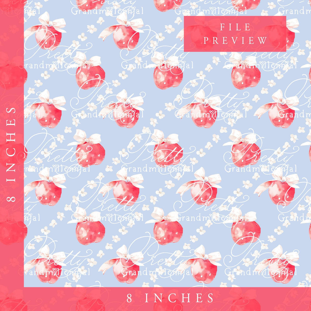 Grandmillennial Back to school pattern, apple print, watercolor school pattern, red apple print, apples pattern, back to school pattern - PrettyGrandmillennai