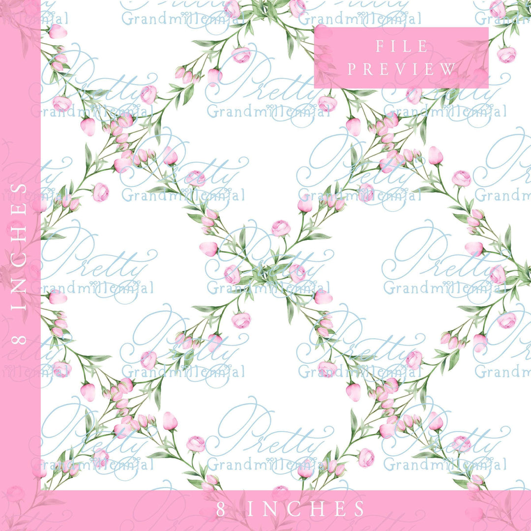 Watercolor Flower Trellis, Roses trellis pattern, seamless pattern, seamless print, commercial use, grandmillennial pattern, pattern trellis - PrettyGrandmillennai