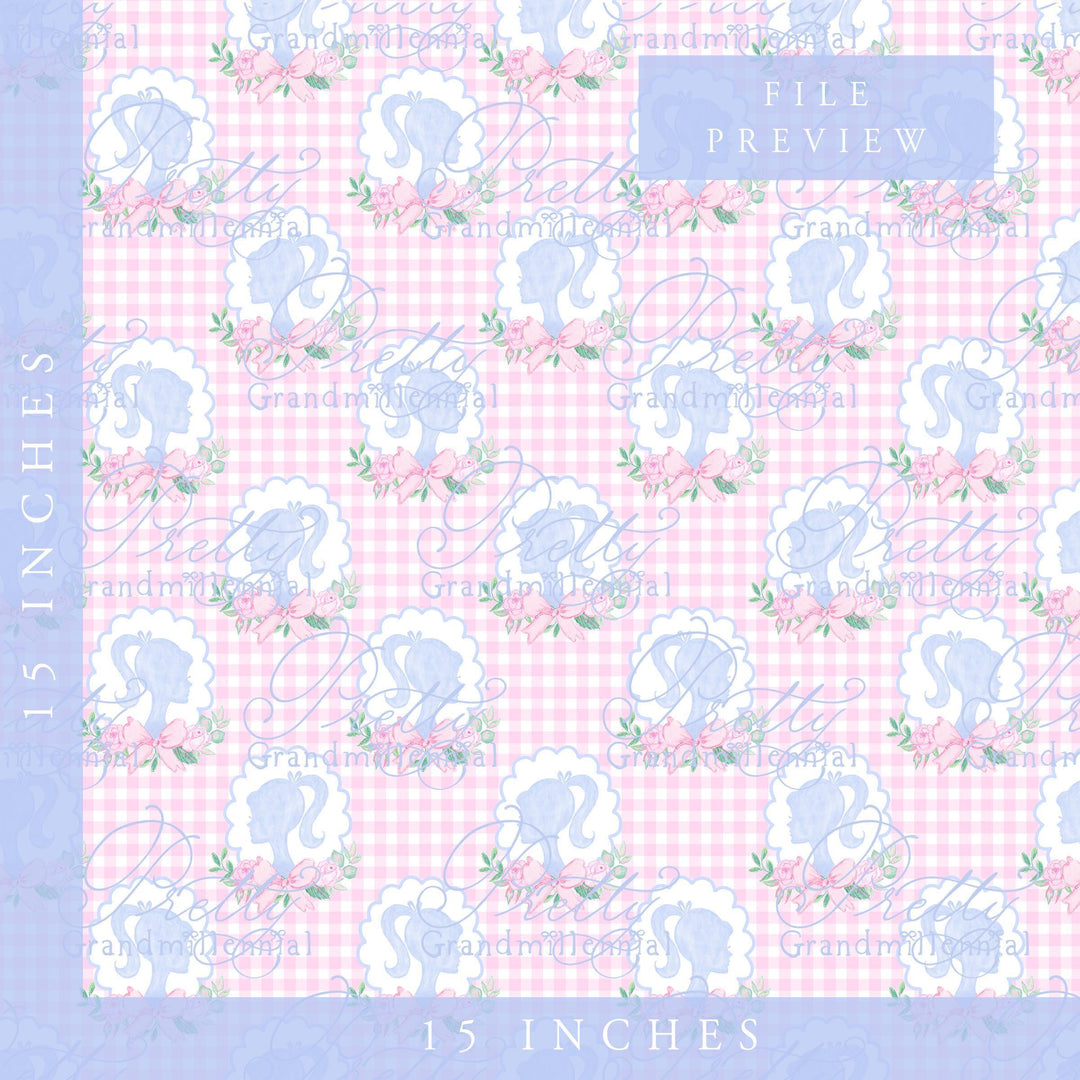 Barbi Doll pattern, seamless doll silhouette pattern, commercial use patterns, pattern shop, grandmillennial patterns - PrettyGrandmillennai
