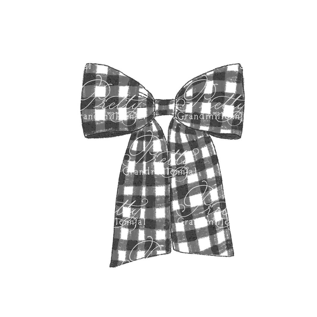 Black Buffalo Plaid Gingham Bow clipart, buffalo plaid bow, bow clipart, gingham buffalo plaid bow, ribbon clipart, grandmillennial clipart - PrettyGrandmillennai