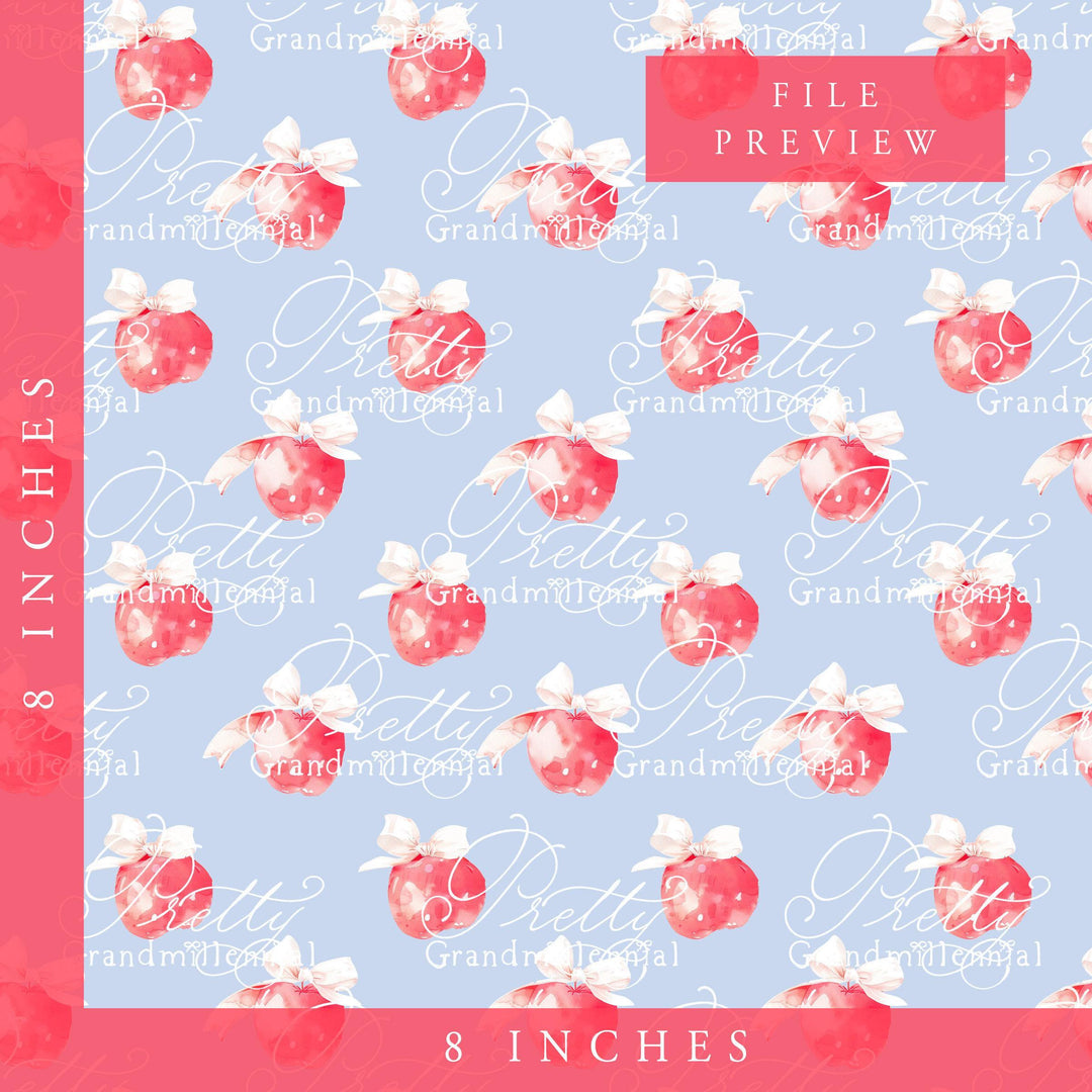 Grandmillennial Back to school pattern, apple print, watercolor school pattern, red apple print, apples pattern, back to school pattern - PrettyGrandmillennai