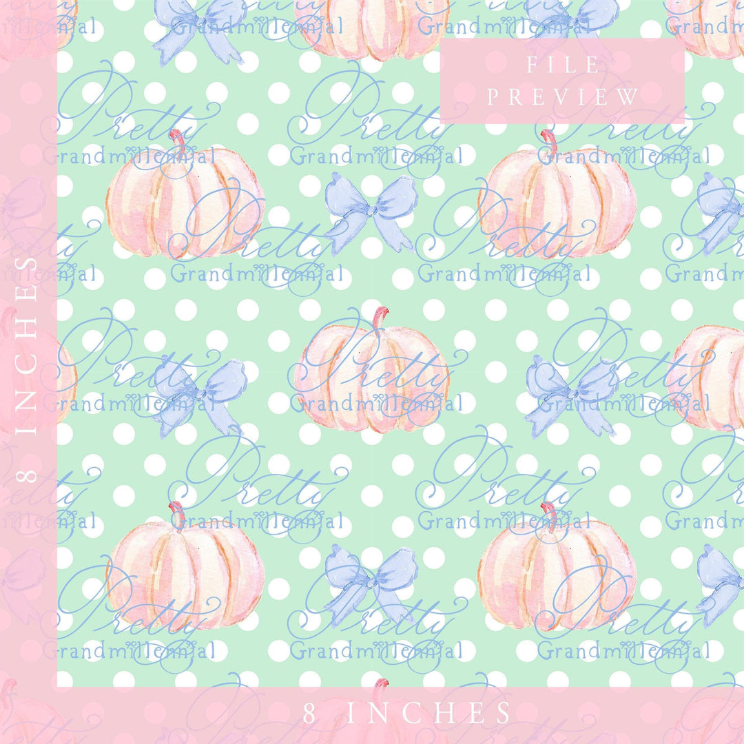Grandmillennial pumpkin pattern, fall print, polka dot pumpkin pattern, commercial use patterns, fall print, fall pattern, autumn pattern - PrettyGrandmillennai