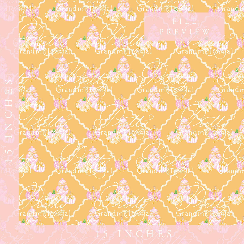Grandmillennial pumpkin pattern, preppy fall print, preppy pumpkin print, pumpkin pattern, commercial use patterns, fall print, fall pattern - PrettyGrandmillennai
