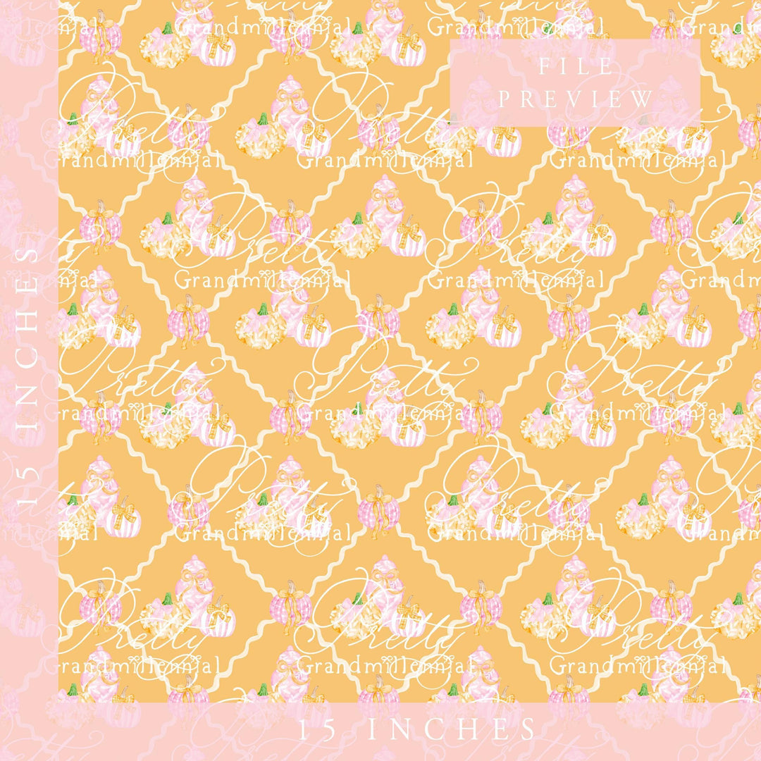 Grandmillennial pumpkin pattern, preppy fall print, preppy pumpkin print, pumpkin pattern, commercial use patterns, fall print, fall pattern - PrettyGrandmillennai