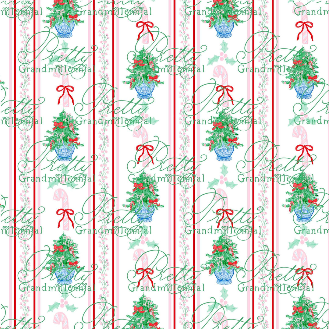 Christmas seamless pattern, preppy pattern, Grandmillennial Christmas pattern, seamless print, print for children's clothing - PrettyGrandmillennai