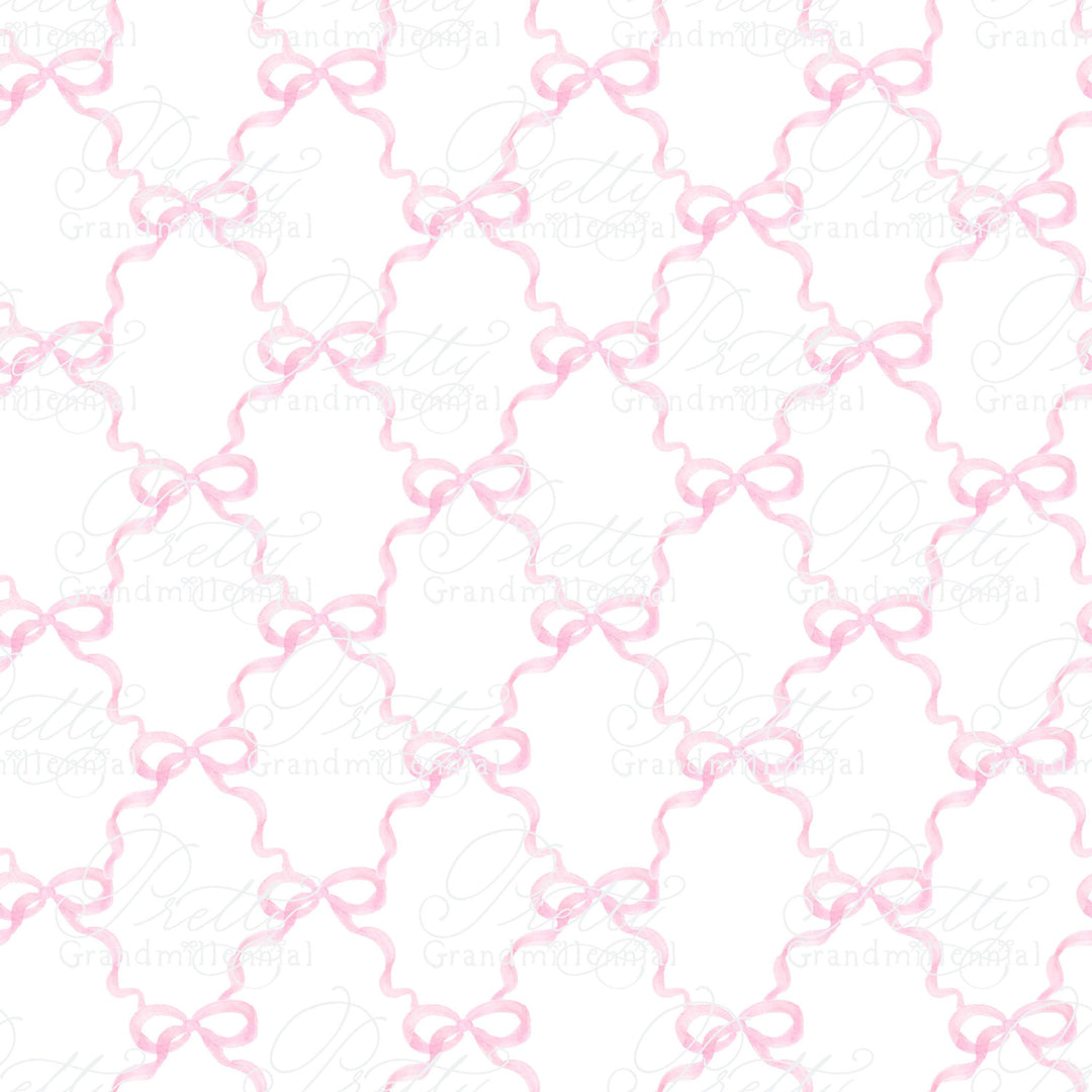 Ribbons pattern, seamless pattern, bow pattern, seamless pattern trellis, painted seamless pattern, grandmillennial pattern shop, bows - PrettyGrandmillennai