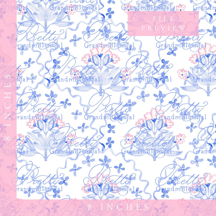 Block Floral pattern, Grandmillennial clipart, grandmillennial seamless pattern, flowers block seamless pattern, commercial use - PrettyGrandmillennai