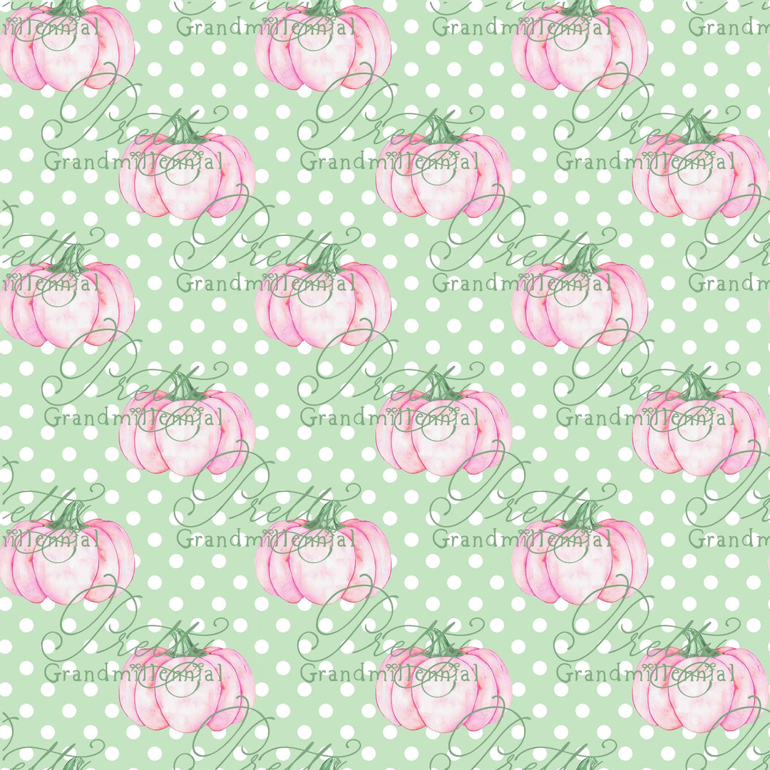 Grandmillennial pumpkin pattern, fall print, polka dot pumpkin pattern, commercial use patterns, fall print, fall pattern, autumn pattern - PrettyGrandmillennai