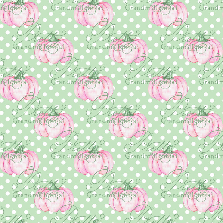 Grandmillennial pumpkin pattern, fall print, polka dot pumpkin pattern, commercial use patterns, fall print, fall pattern, autumn pattern - PrettyGrandmillennai